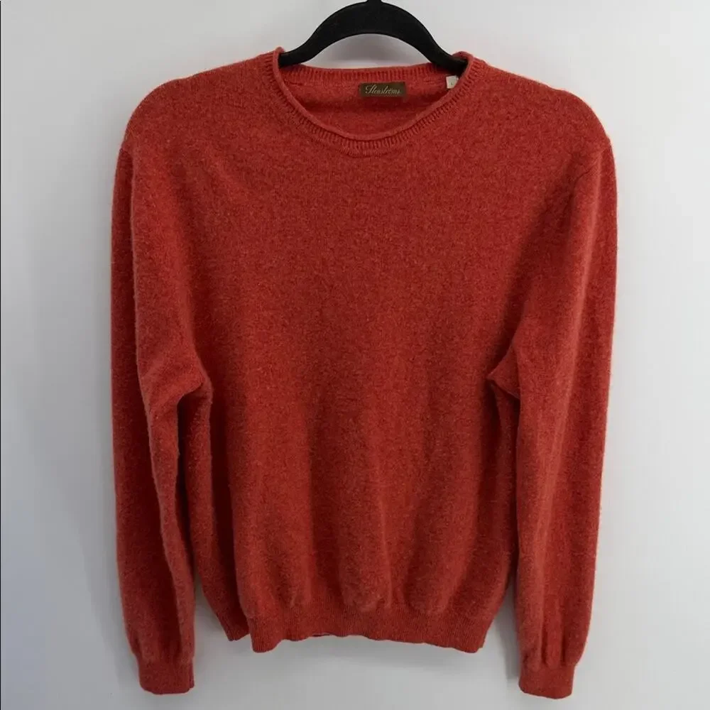 Stenstroms 100% cashmere rolled crewneck pullover knit sweater sz L